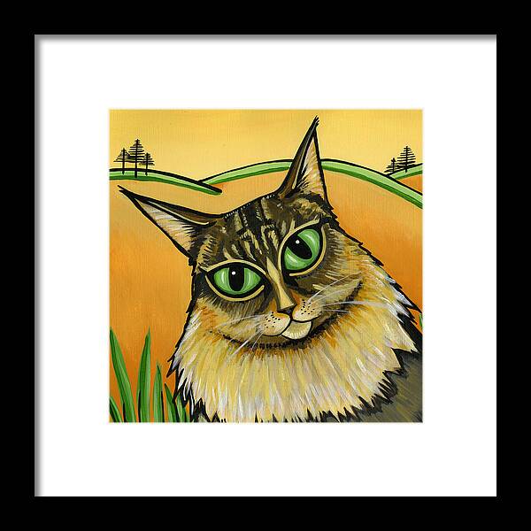 Cat Framed Print featuring the painting Maine Coone by Leanne Wilkes