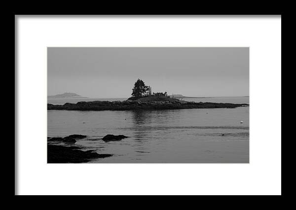 Maine Framed Print featuring the photograph Maine Serenity in BW by Lois Lepisto