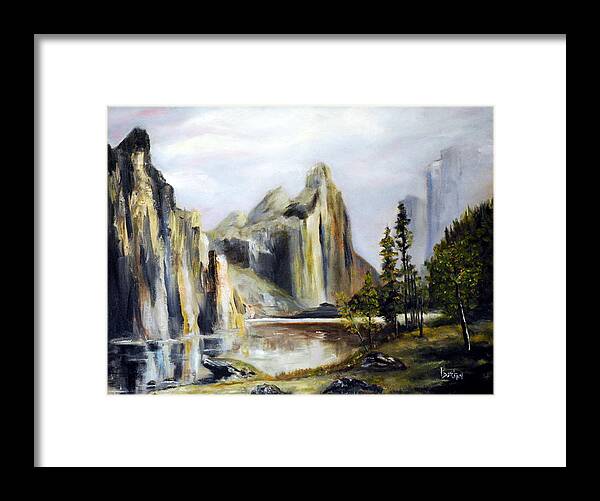 Landscape Framed Print featuring the painting Majestic Mountains by Phil Burton