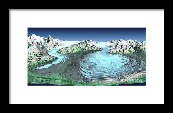 Satellite Image Framed Print featuring the Malaspina Glacier, Alaska by Nasa