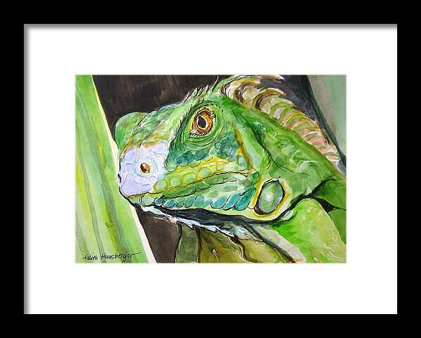 Lizard Framed Print featuring the painting Mama Iguana by Edith Hunsberger