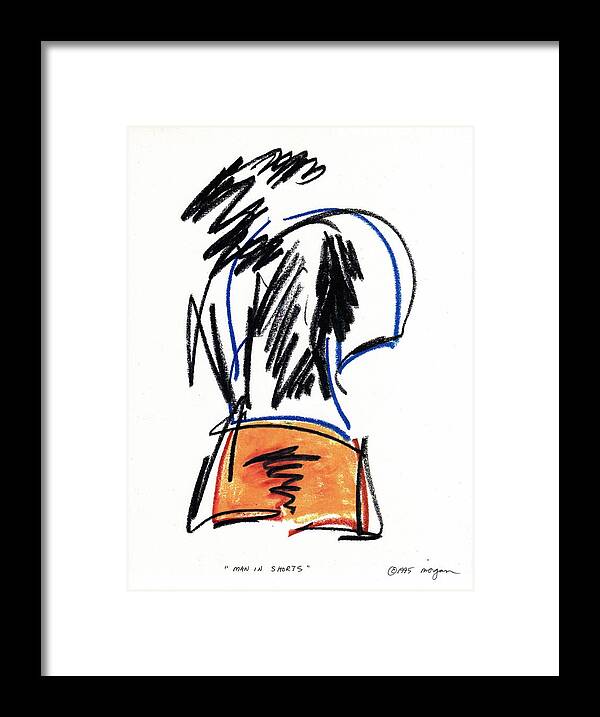 Quick Sketch Framed Print featuring the drawing Man in Shorts by Patrick Morgan