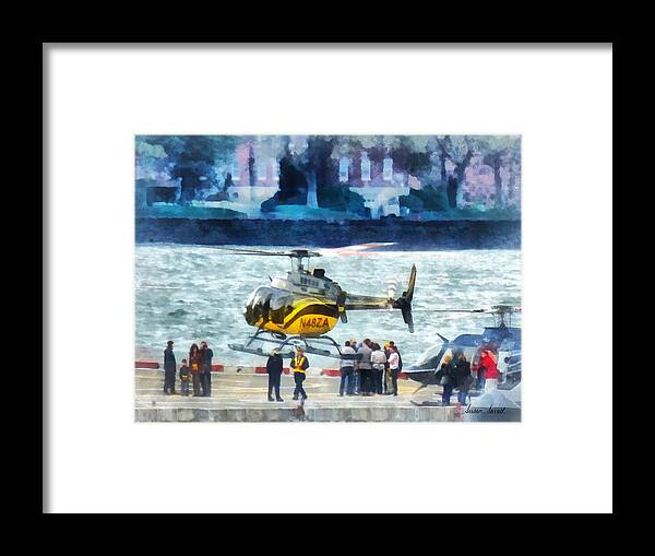 Helicopter Framed Print featuring the photograph Manhattan Heliport by Susan Savad