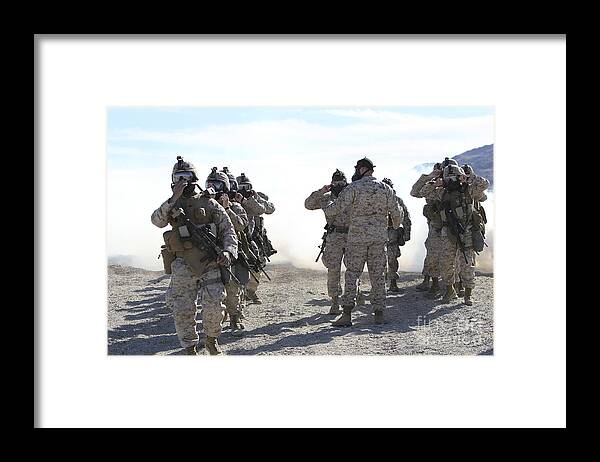 Face Mask Framed Print featuring the photograph Marines And Sailors Participate In An by Stocktrek Images