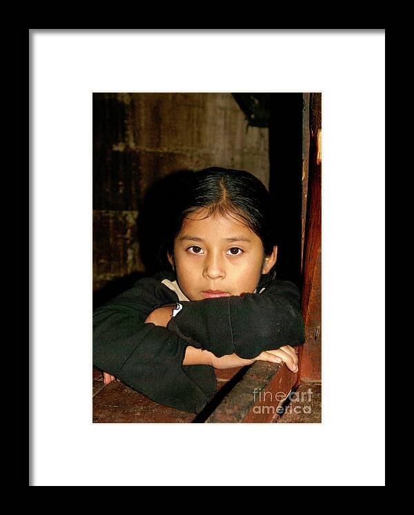 Guatemala Framed Print featuring the photograph MAYA GIRL Coban Guatemala by John Mitchell