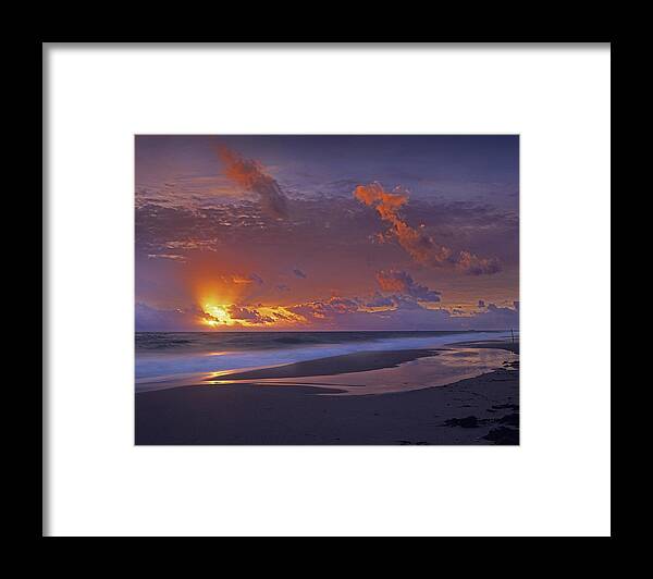 00175852 Framed Print featuring the photograph Mcarthur Beach At Sunrise Florida by Tim Fitzharris