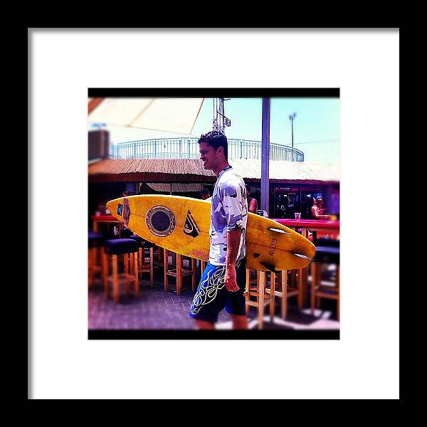 Walking Framed Print featuring the photograph #me #myself #i #surfing #school by Alon Ben Levy