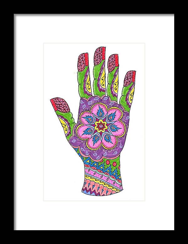 Hand Framed Print featuring the drawing Mehndi Pop Art IV by Suzan Sommers