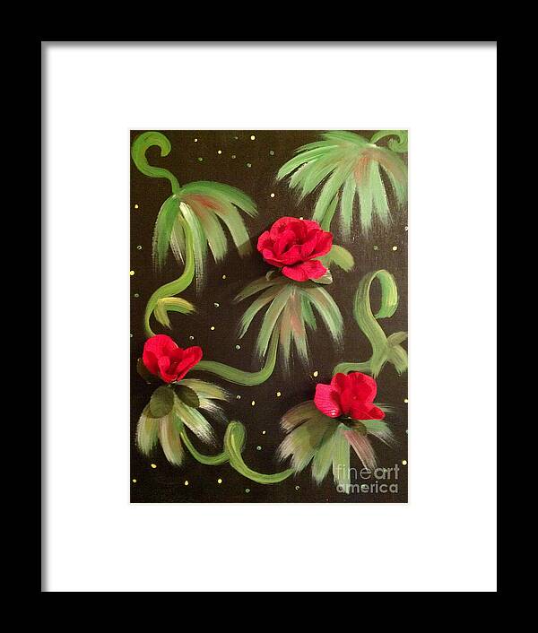 Flowers Framed Print featuring the painting Midnight Blooms by Nick 