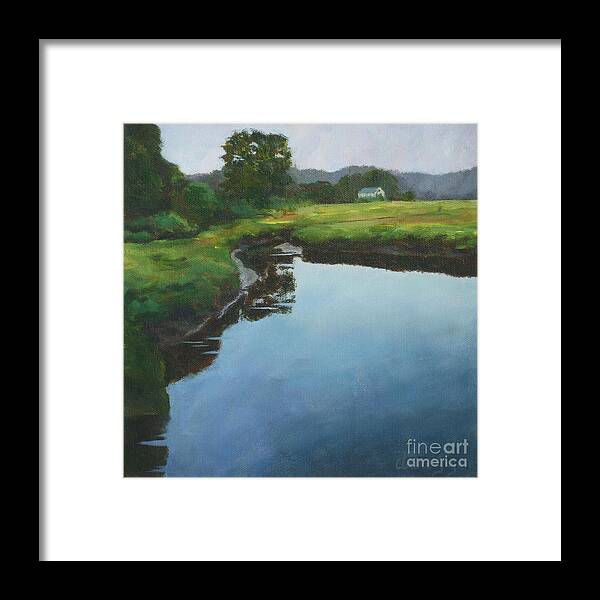 Summer Cottage Framed Print featuring the painting Mirror Creek in Essex by Claire Gagnon