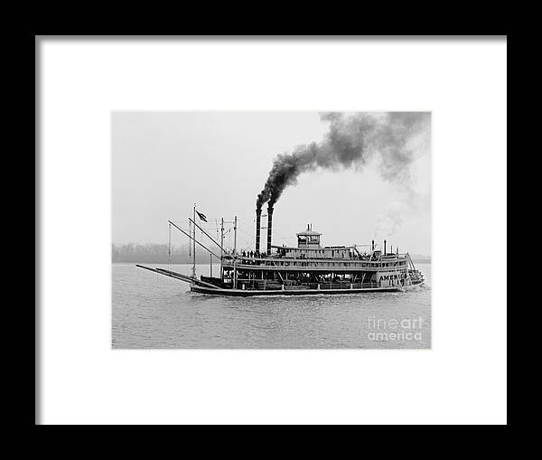Mississippi Riverboat Framed Print featuring the photograph Mississippi Riverboat America 1905 by Padre Art