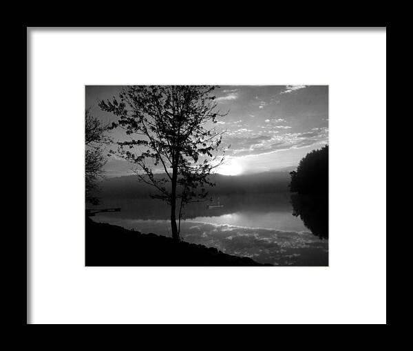 Fishing Framed Print featuring the photograph Misty Reflections BW by David Dehner