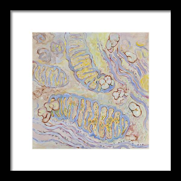 Mitochondria Framed Print featuring the painting Mitochondria by Shoshanah Dubiner