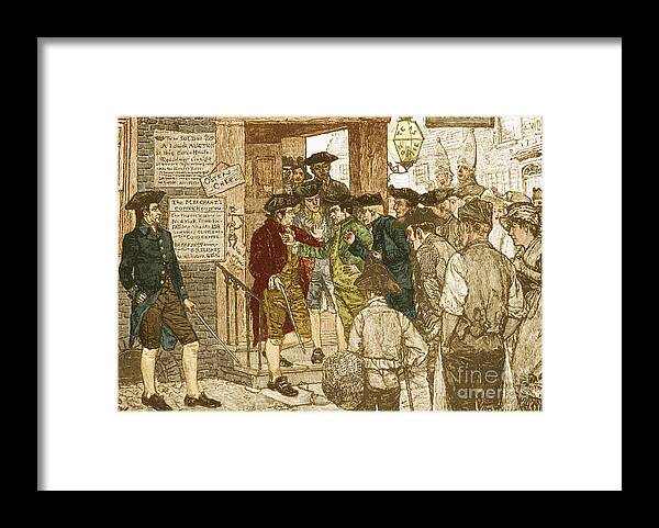 History Framed Print featuring the photograph Mob Confronting Stamp Officer by Photo Researchers