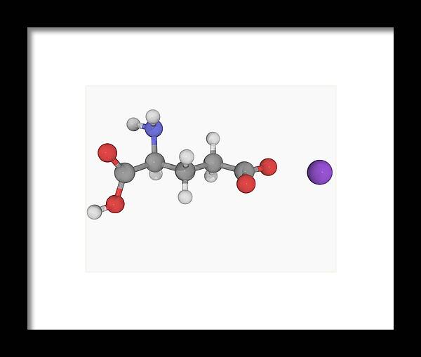 Horizontal Framed Print featuring the digital art Monosodium Glutamate Molecule by Laguna Design