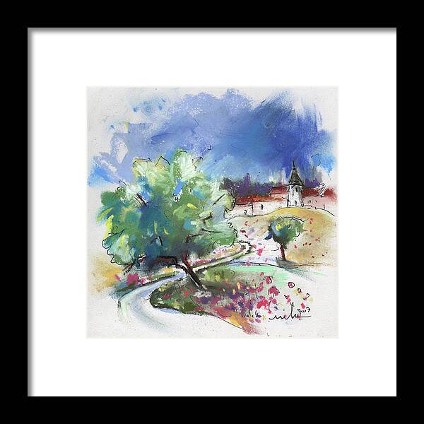 France Framed Print featuring the painting Monpazier in France 04 by Miki De Goodaboom