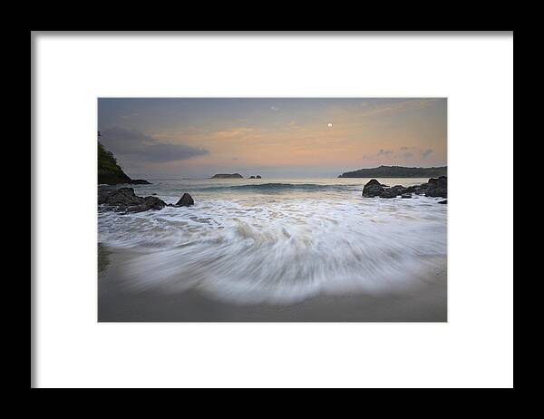 00176415 Framed Print featuring the photograph Moon Over Playa Espadilla Costa Rica by Tim Fitzharris