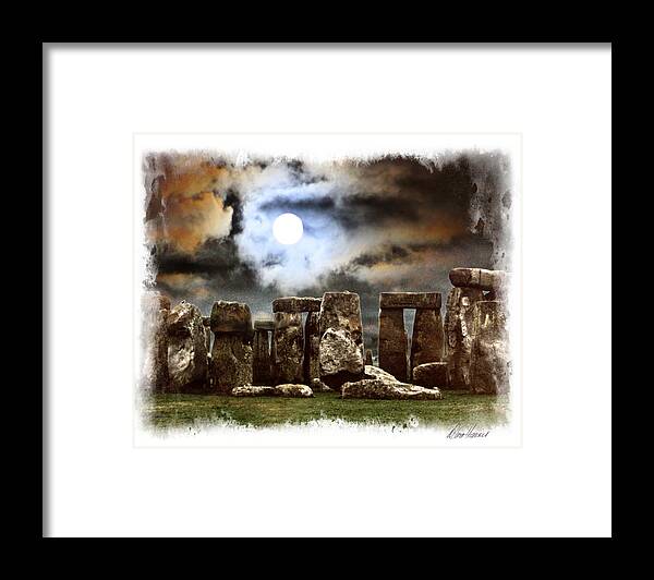 Moon Framed Print featuring the photograph Moon Over Stonehenge by Diana Haronis