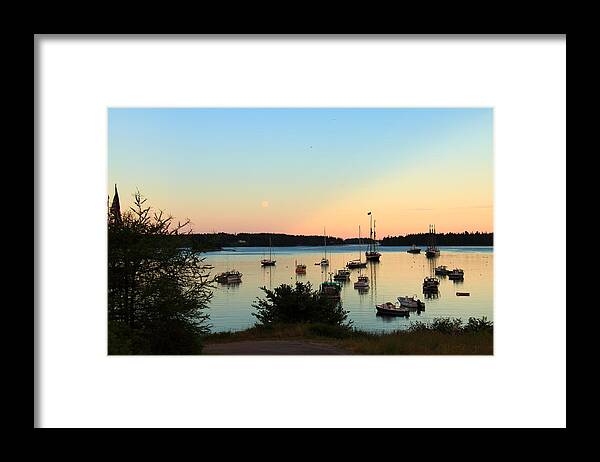 Seascape Framed Print featuring the photograph Moonrise at Burnt Coat Harbor by Doug Mills