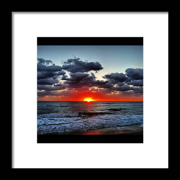 Clouds Framed Print featuring the photograph #morning #miami #ocean #water #clouds by Alexandr Dobrovan