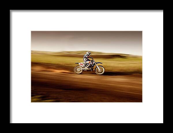Horizontal Framed Print featuring the photograph Motocross Rider by Design Pics