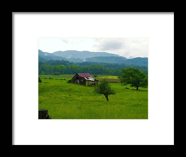 Mountain Framed Print featuring the photograph Mountain Barn by Cat Rondeau