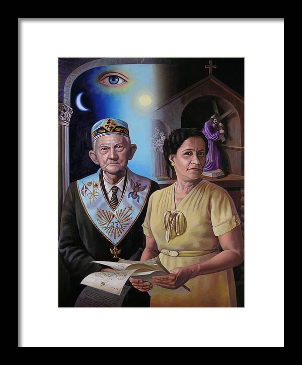 Grandparent Framed Print featuring the painting My Grandparents by Miguel Tio