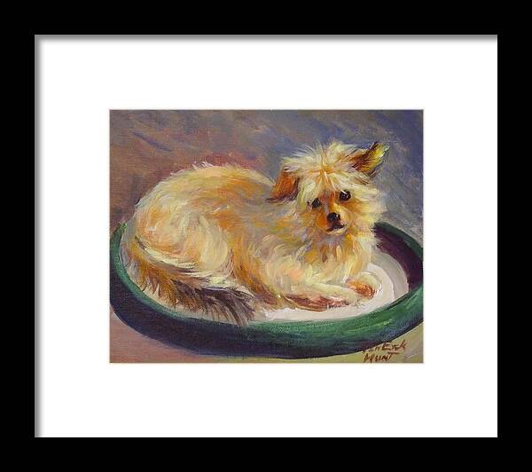 Dog Framed Print featuring the painting My Little Morky by Gretchen Ten Eyck Hunt