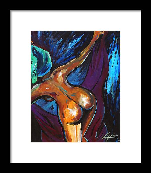 Nude Woman Framed Print featuring the painting My Mother's Towels by Lucy West