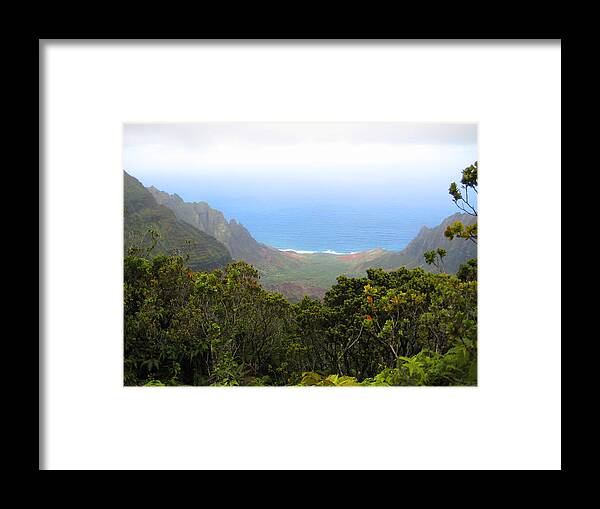 Na Pali Coast From Kalalau Trail Kauai Hawaii Valley Beach Photographs Framed Print featuring the photograph Na Pali in Fog by C Sitton