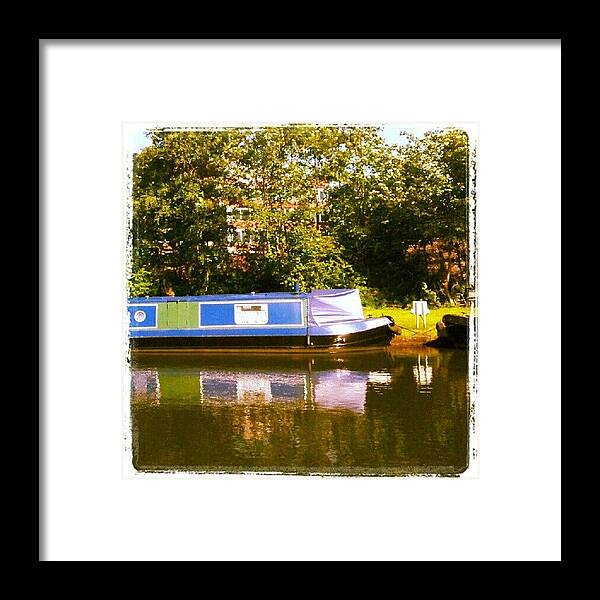 Summer Framed Print featuring the photograph Narrowboat In Blue by Abbie Shores