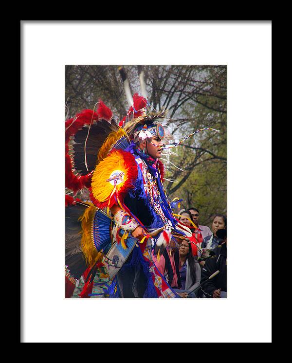 Jingle Dance Framed Print featuring the photograph Native American Dancer One by Nancy Griswold