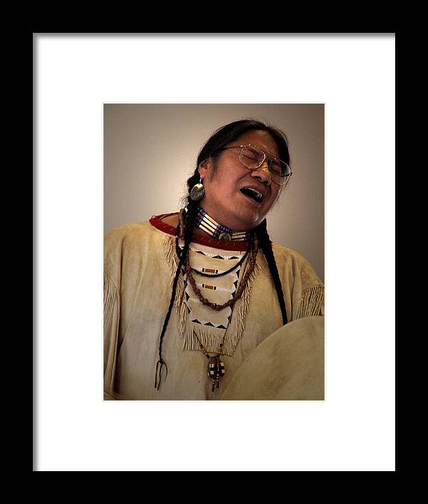 Drum Framed Print featuring the photograph Native Cheyenne Chant by Nancy Griswold