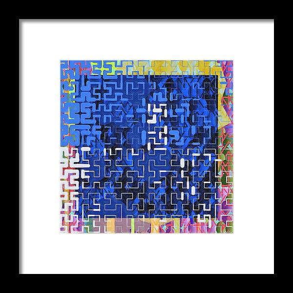 Ebsq Framed Print featuring the digital art Navy Maze by Dee Flouton