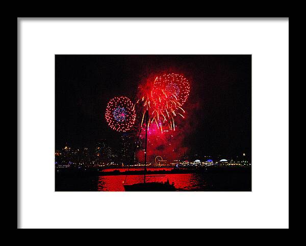 Chicago Framed Print featuring the photograph Navy Pier Fireworks 2 by Lynn Bauer
