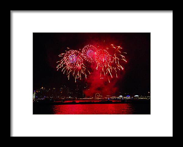 Chicago Framed Print featuring the photograph Navy Pier Fireworks 3 by Lynn Bauer