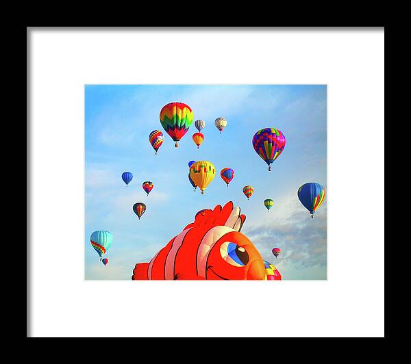 Albuquerque International Balloon Fiesta Framed Print featuring the digital art Nemo Blowing Bubbles by Gary Baird