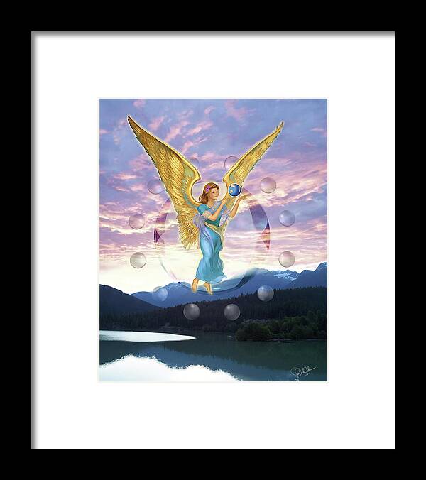 Angels Framed Print featuring the painting New Beginning by Gregory Clarke-Johnsen