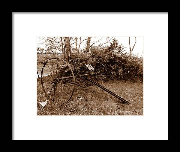Old Farm Equipment Framed Print featuring the photograph New Englands Garden History by Kim Galluzzo Wozniak