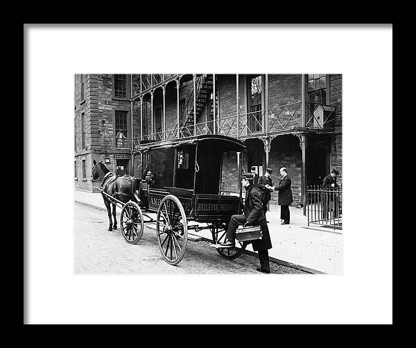 1895 Framed Print featuring the photograph New York: Ambulance, 1895 by Granger