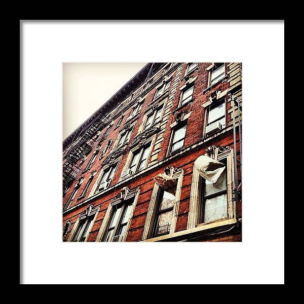 New York City Framed Print featuring the photograph New York City - Lower East Side Curtains by Vivienne Gucwa