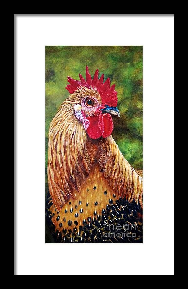 Rooster Framed Print featuring the painting Next King by Greg and Linda Halom