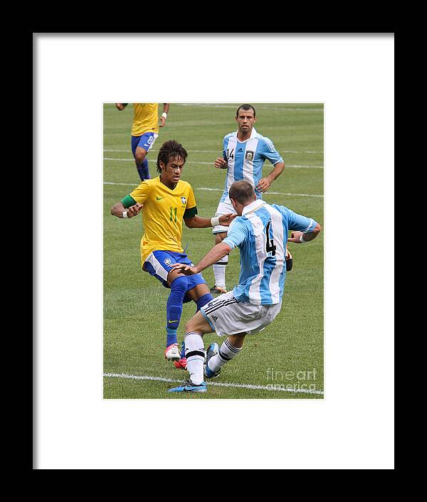 Lee Dos Santos Framed Print featuring the photograph Neymar Doing His Thing III by Lee Dos Santos