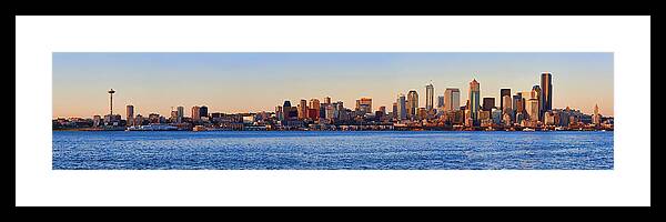 Digital Photo Art Framed Print featuring the photograph Northwest Jewel - Seattle Skyline Cityscape by James Heckt