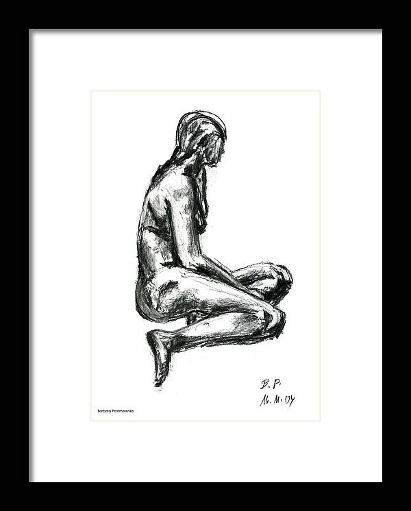 Barbara Pommerenke Framed Print featuring the drawing Nude 16-11-04-1 by Barbara Pommerenke