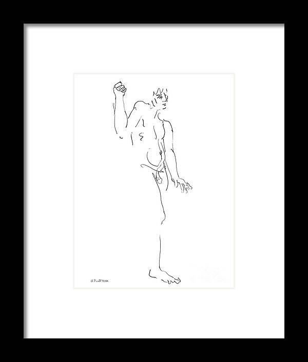 Male Framed Print featuring the drawing Nude_Male_Drawing_26 by Gordon Punt
