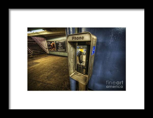 Art Framed Print featuring the photograph NYC Subway Phone by Yhun Suarez