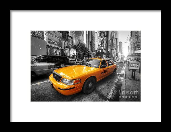 Art Framed Print featuring the photograph NYC Yellow Cab by Yhun Suarez