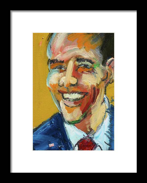 Barack Obama Framed Print featuring the painting Obama by Les Leffingwell