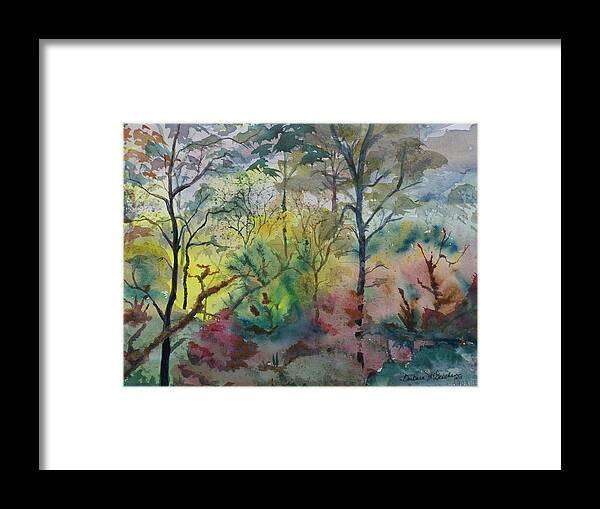 Sunrise Framed Print featuring the painting October Sunrise by Barbara McGeachen